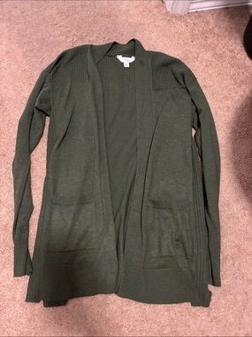 Open-Front Olive Green Women’s Cardigan Sweater